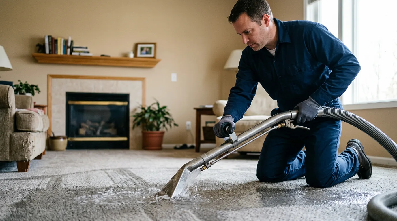 Water damage restoration technician working near Oaks, OK